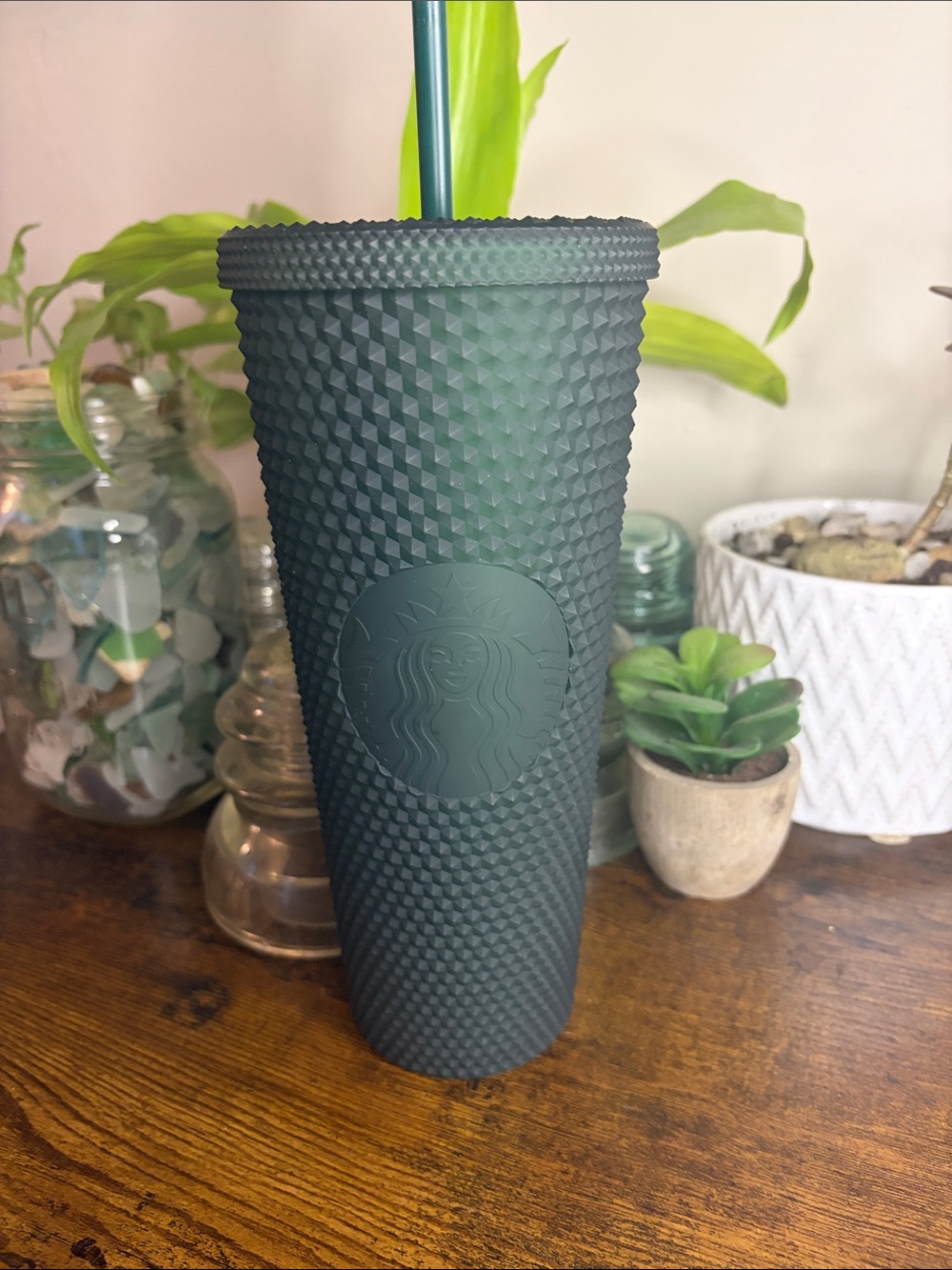 Starbucks Matte Hunter Green Studded Reusable Tumbler with Straw